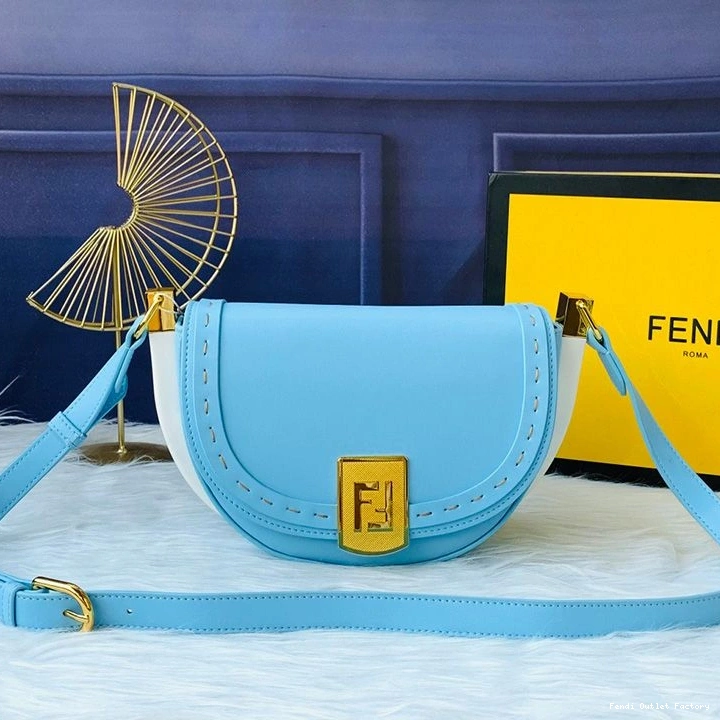 HOT Bag Logo In Calf Fendi Blue ROMA Leather Moonlight 0728